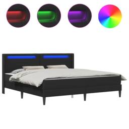 Berkfield Home Bed Frame with LED Strip Lights Black 180 x 200 cm Faux Leather - thumbnail 2