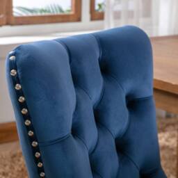Modern Home Touch Romsey Set of 2 Velvet Upholstered Dining Chairs with Oak Legs & Knocker Ring Back in Blue - Size: 2 Pack - thumbnail 7