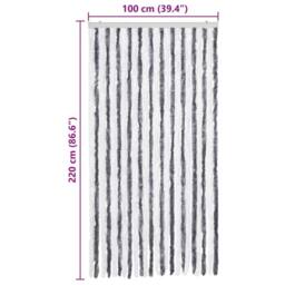 Berkfield Home Insect Curtain Grey & White 100x220 cm Chenille - thumbnail 7