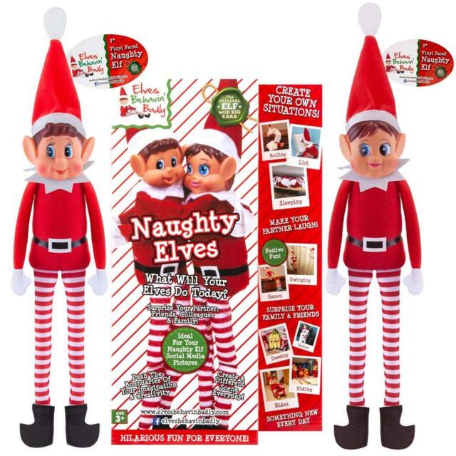 VFM e-Store Elves Behavin Badly Christmas Naughty Elf Elfie & Elvie 30cm 2 Pack in Red - image 1