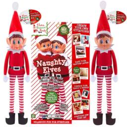 VFM e-Store Elves Behavin Badly Christmas Naughty Elf Elfie & Elvie 30cm 2 Pack in Red - thumbnail 1