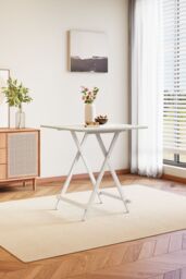 Living and Home 5pcs Folding Table and 4 Chairs Set Indoor Outdoor Bistro Kitchen Dining Set Furniture in White - thumbnail 3