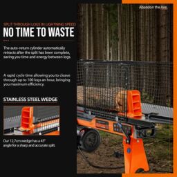 Superhandy Portable Electric Log Splitter 6 Ton Ram System 9.6A 2200W in Orange - thumbnail 3