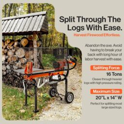 Superhandy Portable Electric Log Splitter 6 Ton Ram System 9.6A 2200W in Orange - thumbnail 6