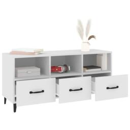 Berkfield Home TV Cabinet White 102x35x50 cm Engineered Wood - Size: 102 x 35 x 50 cm - thumbnail 4