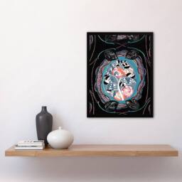 Artery8 Edouard Benedictus Framed Wall Art Print Vintage Floral Motif in Black - Size: A4 - thumbnail 2