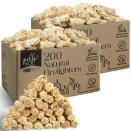 Pelle & Sol Natural Firelighters Long Burning Fire Lighters for Wood Burners 400pk in Brown - thumbnail 1