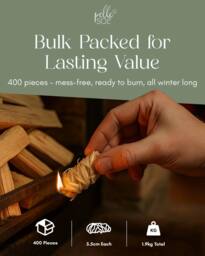 Pelle & Sol Natural Firelighters Long Burning Fire Lighters for Wood Burners 400pk in Brown - thumbnail 6