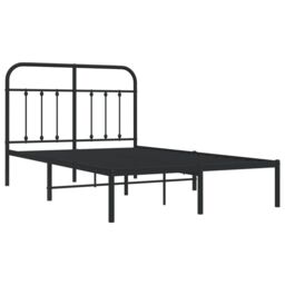 Berkfield Home Metal Bed Frame with Headboard Black 120x200 cm - Size: Small Double - thumbnail 5