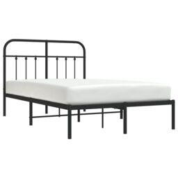 Berkfield Home Metal Bed Frame with Headboard Black 120x200 cm - Size: Small Double - thumbnail 3
