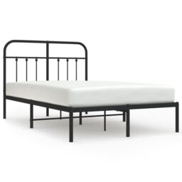 Berkfield Home Metal Bed Frame with Headboard Black 120x200 cm - Size: Small Double - thumbnail 2