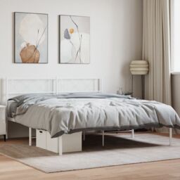 Berkfield Home Metal Bed Frame with Headboard White 160x200 cm