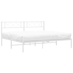 Berkfield Home Metal Bed Frame with Headboard White 160x200 cm - thumbnail 3