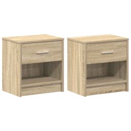 Berkfield Home Bedside Cabinets 2 pcs with Drawer Sonoma Oak 39x28x41 cm in Grey - Size: 39 x 28 x 41 cm - thumbnail 2