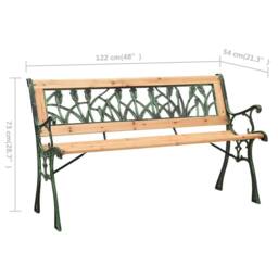 Berkfield Home Decorative Garden Bench 122 cm Cast Iron & Solid Firwood in Brown - thumbnail 6