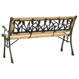 Berkfield Home Decorative Garden Bench 122 cm Cast Iron & Solid Firwood in Brown - thumbnail 4