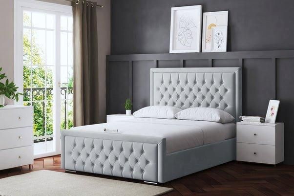DS Living Allegra Upholstered Silver Bed with Headboard - Size: Small Double - image 1