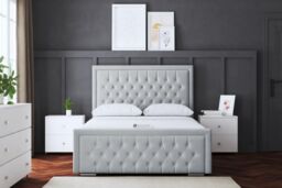 DS Living Allegra Upholstered Silver Bed with Headboard - Size: Small Double - thumbnail 2