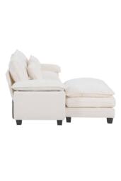 Living and Home Chenille Sectional Sofa with Ottoman and Lumbar Pillows in White - thumbnail 9
