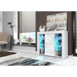 Creative Furniture Harbor Sideboard 97cm - White with Gloss Doors & LED Lights - thumbnail 2