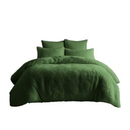 Snug City Teddy Bear Fleece Soft Cosy Duvet Cover + Pillow Case Set in Green - Size: King - thumbnail 2