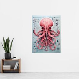 Artery8 Wall Art Print Weapons Grade Octopus Robot Hybrid Secret Military Schematic Blue Futuristic Complex Arcane Manuscript Gift For Him Man Cave - thumbnail 4