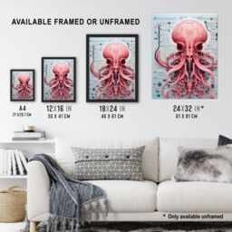 Artery8 Wall Art Print Weapons Grade Octopus Robot Hybrid Secret Military Schematic Blue Futuristic Complex Arcane Manuscript Gift For Him Man Cave - thumbnail 3