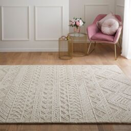The Rug Shop UK Beige Modern Wool Easy to clean Hand Made Geometric Area Rug - Size: 200 cm x 280 cm - thumbnail 1