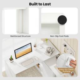 Costway L-shaped Wooden Computer Desk 120 CM Reversible Corner Writing Desk in White - thumbnail 6