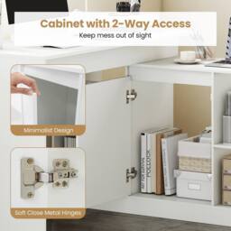 Costway L-shaped Wooden Computer Desk 120 CM Reversible Corner Writing Desk in White - thumbnail 5