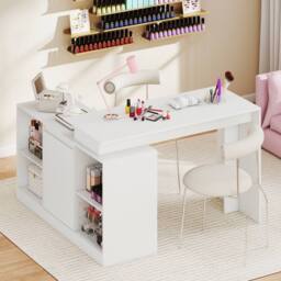 Costway L-shaped Wooden Computer Desk 120 CM Reversible Corner Writing Desk in White
