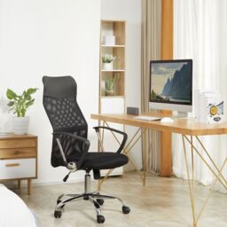 HOMCOM Executive Office Chair High Back Mesh Back Seat Desk Chairs in Black