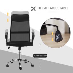 HOMCOM Executive Office Chair High Back Mesh Back Seat Desk Chairs in Black - thumbnail 4