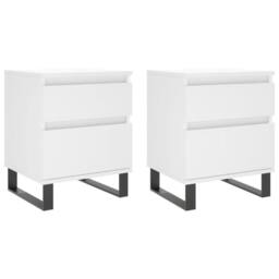 Berkfield Home Modern Bedside Cabinets 2 pcs White 40x35x50 cm Engineered Wood - Size: 40 x 35 x 50 cm - thumbnail 3
