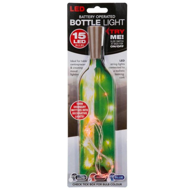 VFM e-Store Red Mini Bottle Lights 15 Battery Operated LEDs With Cork Stopper - image 1