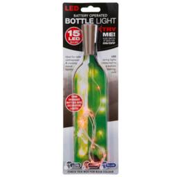 VFM e-Store Red Mini Bottle Lights 15 Battery Operated LEDs With Cork Stopper