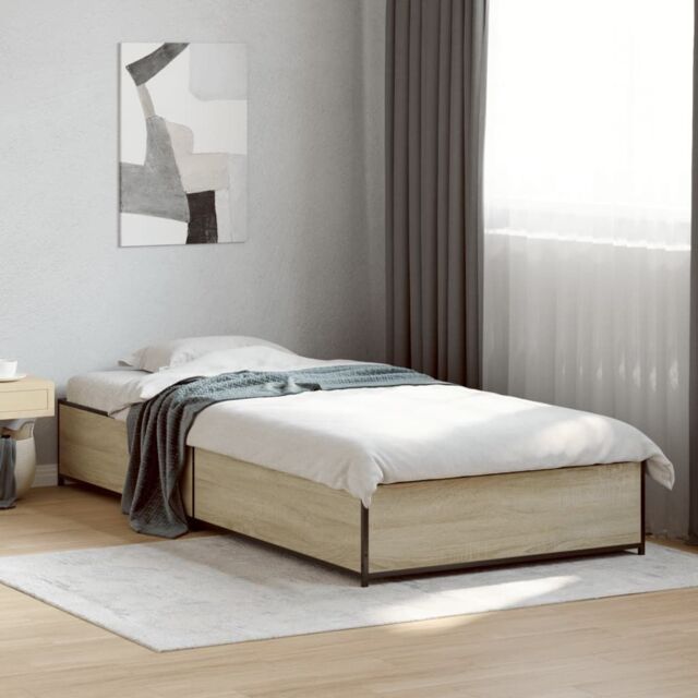 Berkfield Home Bed Frame without Mattress Sonoma Oak 75x190 cm Small Single in Brown - image 1