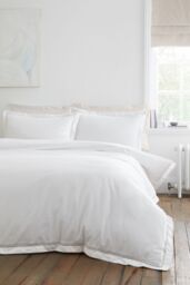 Bianca 'Oxford Lace' 200 Thread Count Cotton Duvet Cover Set in White - Size: King - thumbnail 1
