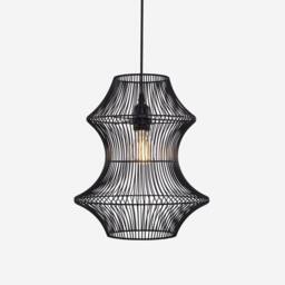 Living and Home Industrial Black Iron Rattan Pendant Light for Kitchen & Dining - thumbnail 6