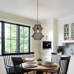 Living and Home Industrial Black Iron Rattan Pendant Light for Kitchen & Dining - thumbnail 2