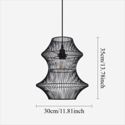 Living and Home Industrial Black Iron Rattan Pendant Light for Kitchen & Dining - thumbnail 7