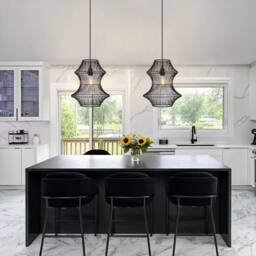 Living and Home Industrial Black Iron Rattan Pendant Light for Kitchen & Dining