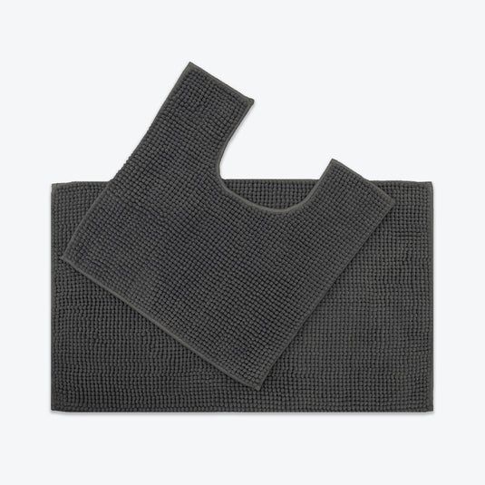 Allure Bath Fashions Supersoft Chenille Bobble Two Piece Bath & Pedestal Mat Set in Charcoal - image 1