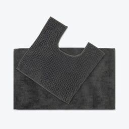 Allure Bath Fashions Supersoft Chenille Bobble Two Piece Bath & Pedestal Mat Set in Charcoal - thumbnail 1