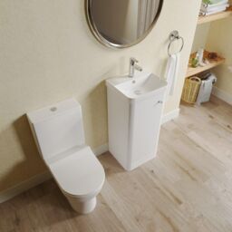 Balterley Floor 1 Door Bathroom Vanity Unit, Tap & Toilet Pack, White, 379mm in White - thumbnail 3