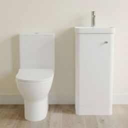 Balterley Floor 1 Door Bathroom Vanity Unit, Tap & Toilet Pack, White, 379mm in White - thumbnail 8