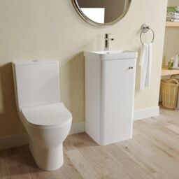 Balterley Floor 1 Door Bathroom Vanity Unit, Tap & Toilet Pack, White, 379mm in White - thumbnail 4