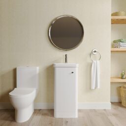 Balterley Floor 1 Door Bathroom Vanity Unit, Tap & Toilet Pack, White, 379mm in White - thumbnail 2