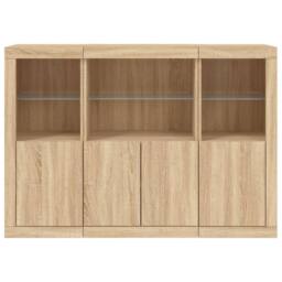Berkfield Home Sideboards with LED Lights 3 pcs Sonoma Oak Engineered Wood in Light Tan - thumbnail 6
