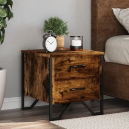Berkfield Home Bedside Cabinet Smoked Oak 40x41x40 cm Engineered Wood in Brown - Size: 40 x 41 x 40 cm - thumbnail 1